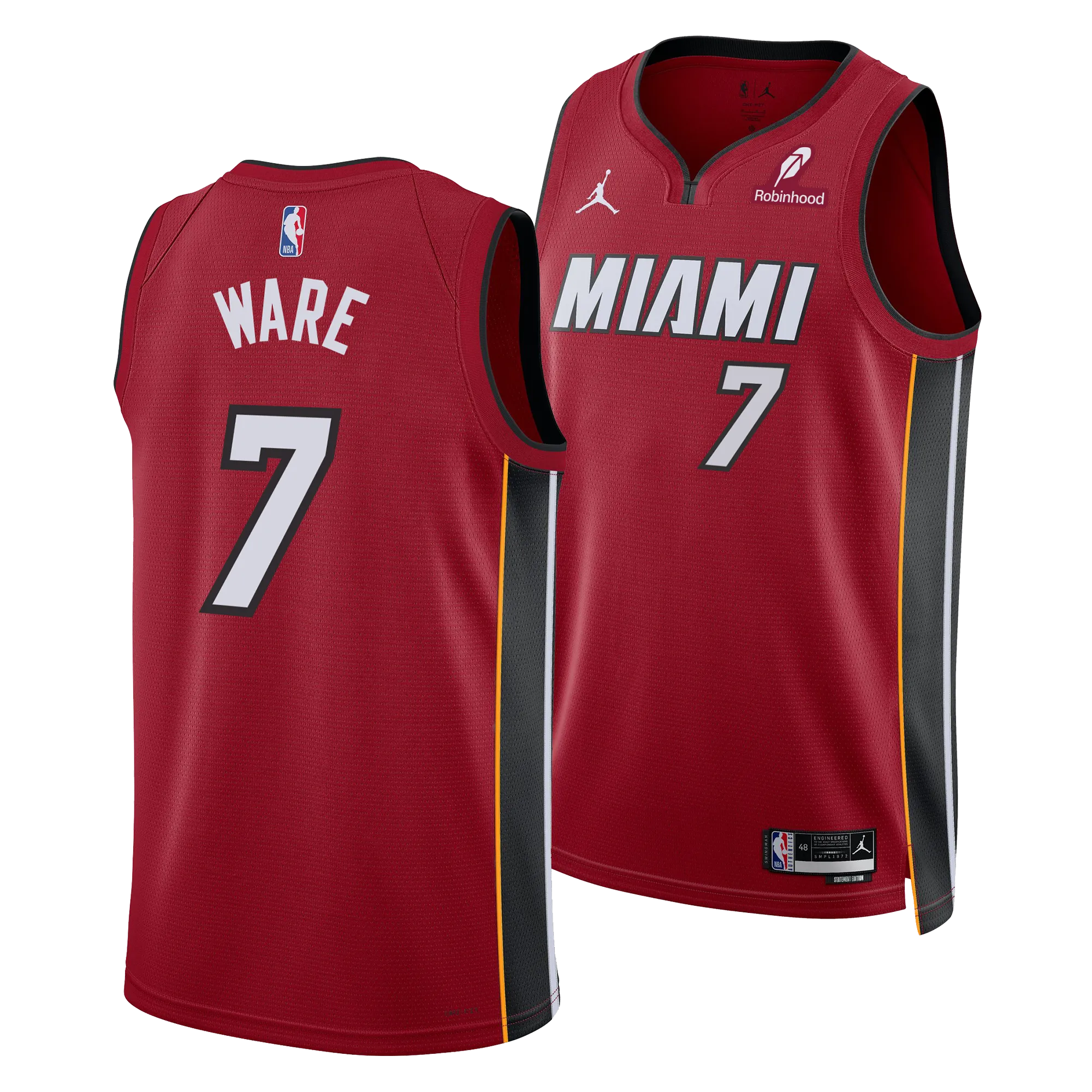 Kel'el Ware Nike Jordan Brand Miami HEAT Statement Red Swingman Youth Jersey