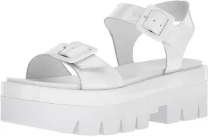 KENDALL   KYLIE - WAVE WHITE LEATHER SANDALS **FREE SHIPPING**