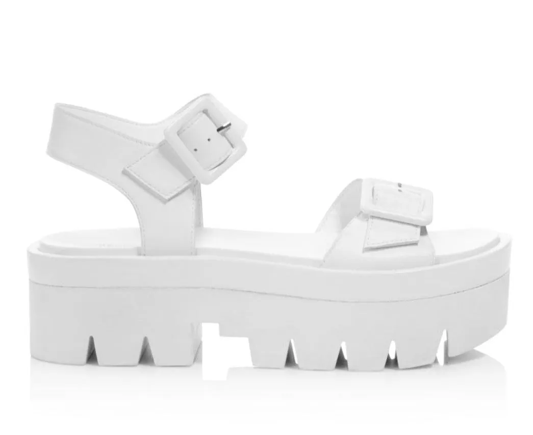 KENDALL   KYLIE - WAVE WHITE LEATHER SANDALS **FREE SHIPPING**