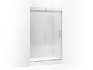 Levity Clear Tempered Glass Shower Door in Bright Polished Silver with Blade Handles