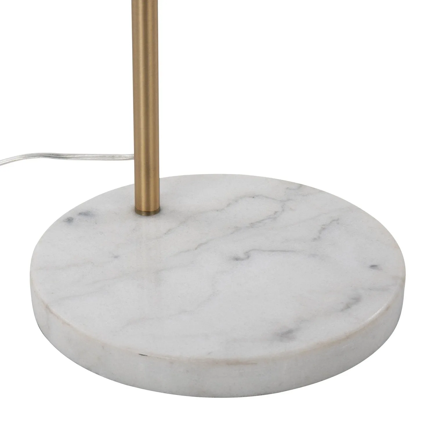 March Contemporary Floor Lamp in White Marble and Antique Brass with White Linen Shade Metal by LumiSource