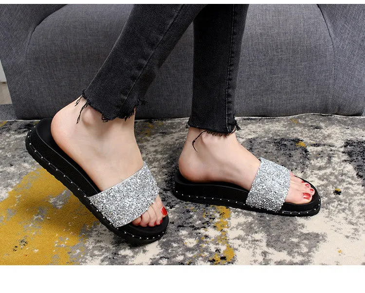 Owlkay Soft Sole Non-Slip Sparkling Slippers