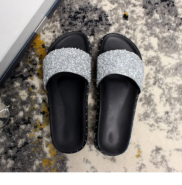 Owlkay Soft Sole Non-Slip Sparkling Slippers