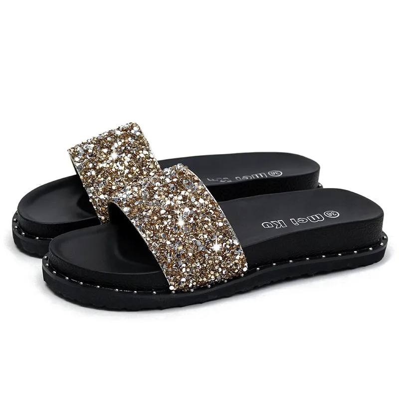 Owlkay Soft Sole Non-Slip Sparkling Slippers