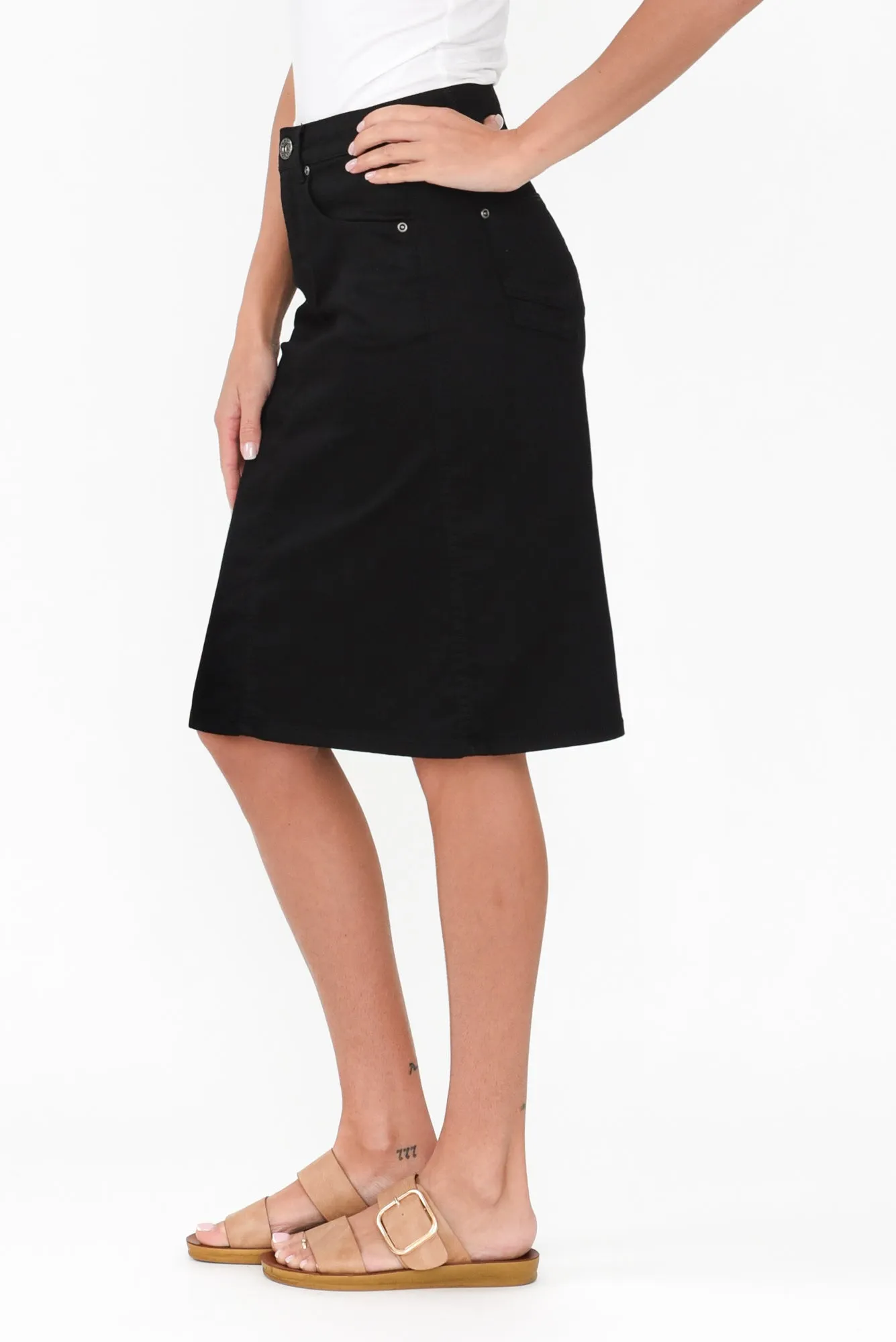 Palin Black Zip Front Skirt