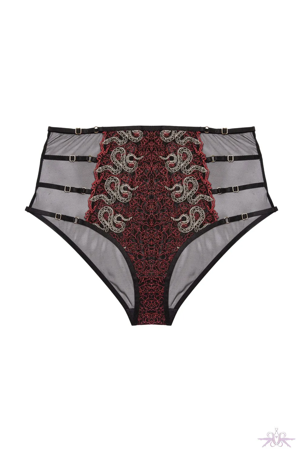 Playful Promises Red Dakota Embroidered High Waist Brief