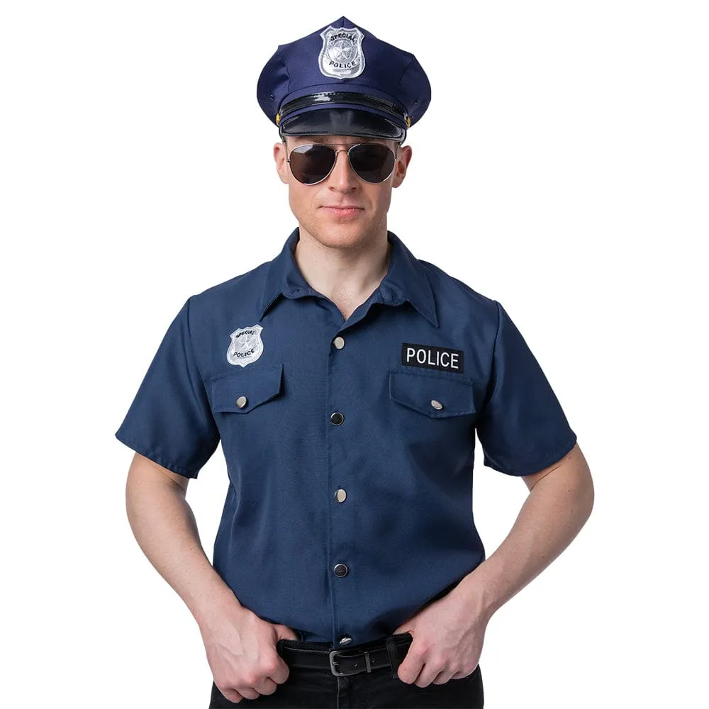 Police Shirt-Black or Navy Blue - With Badge Fancy Dress Costume