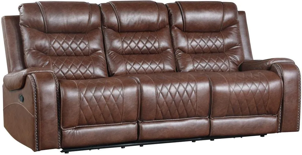 Putnam Double Reclining Sofa with Drop-Down in Brown 9405BR-3