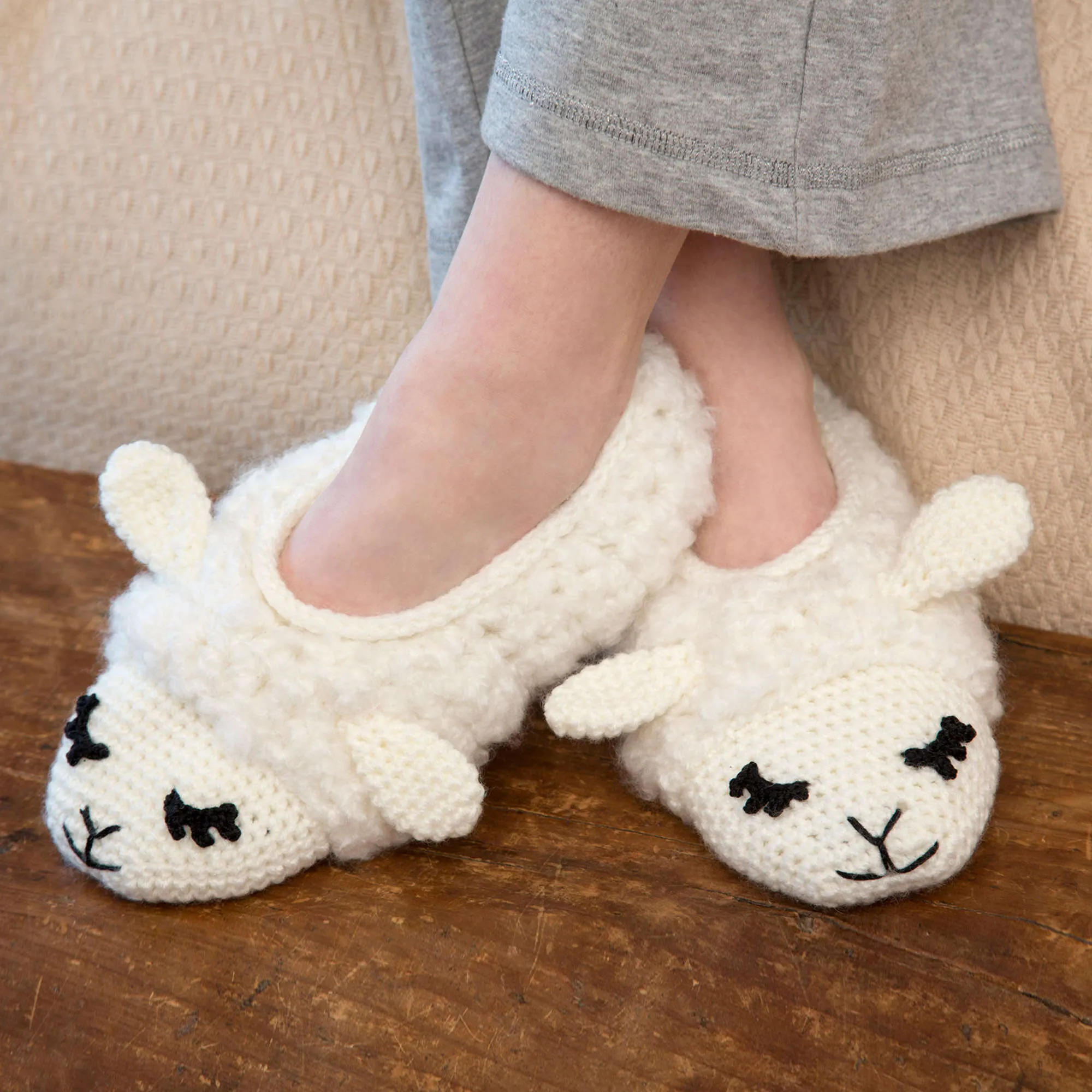 Red Heart Crochet Sheepy Slippers