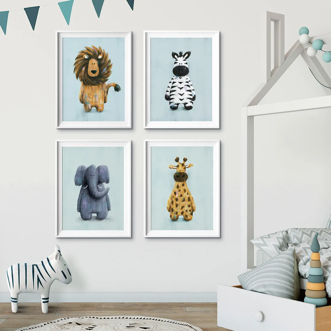 Safari Animals Set Of 4 Nursery Prints