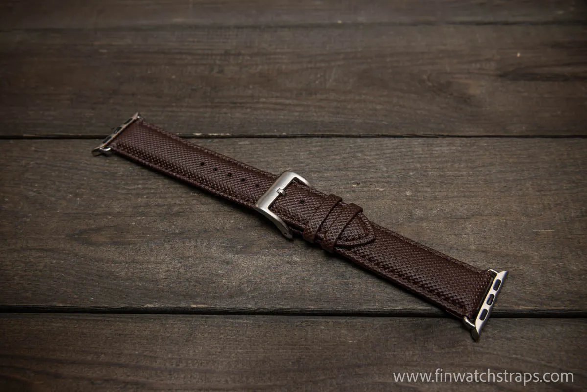 Sailcloth Apple Watch series 3,4,5,6,7 artisan leather watch band. Waterproof. 40 mm/41 mm/ 44 mm/45mm