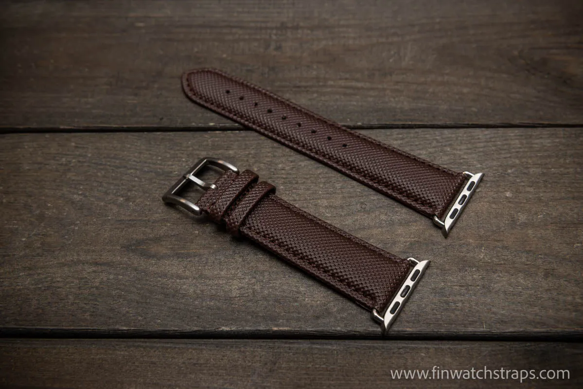 Sailcloth Apple Watch series 3,4,5,6,7 artisan leather watch band. Waterproof. 40 mm/41 mm/ 44 mm/45mm