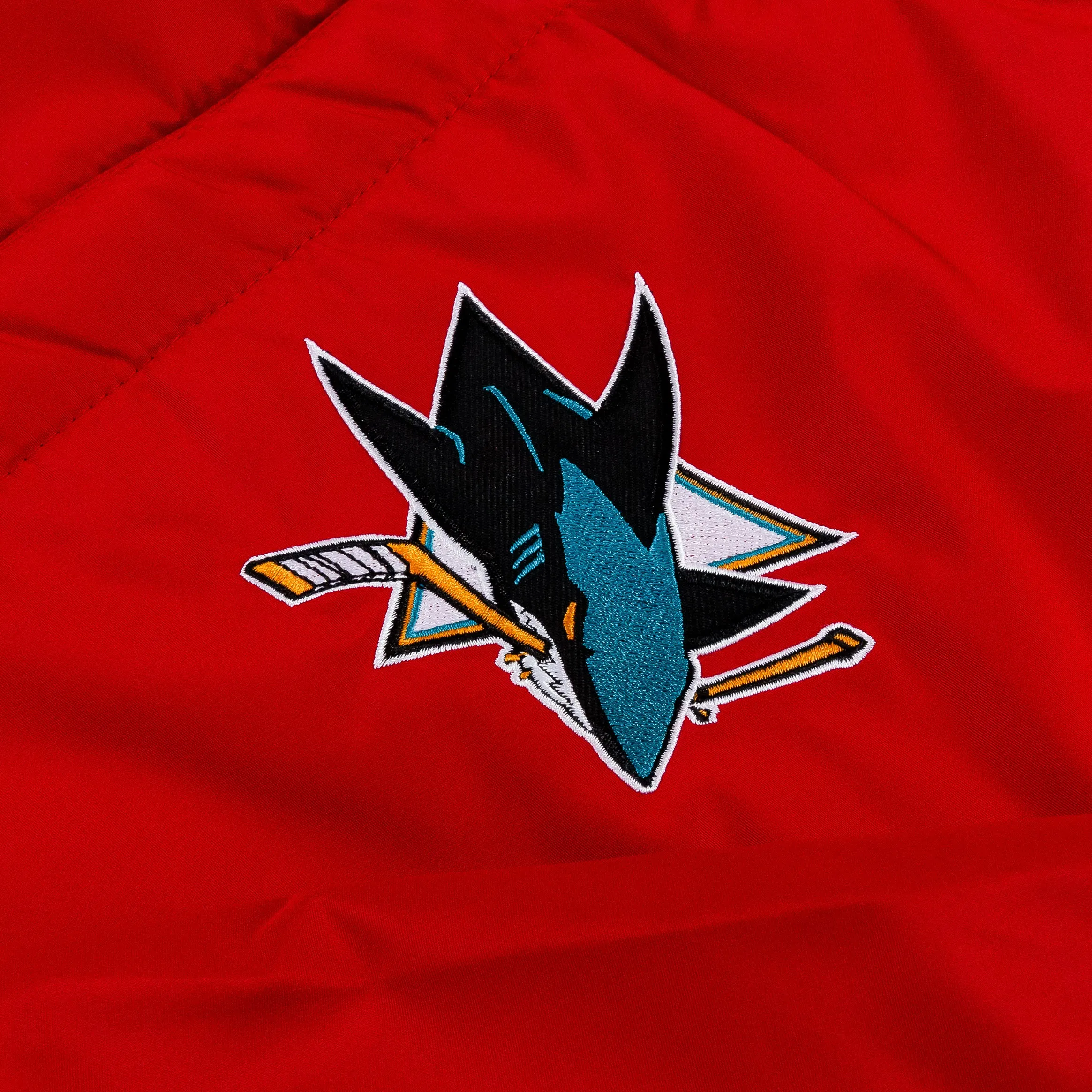 San Jose Sharks Reversible Letterman Mens Jacket (Red/White)