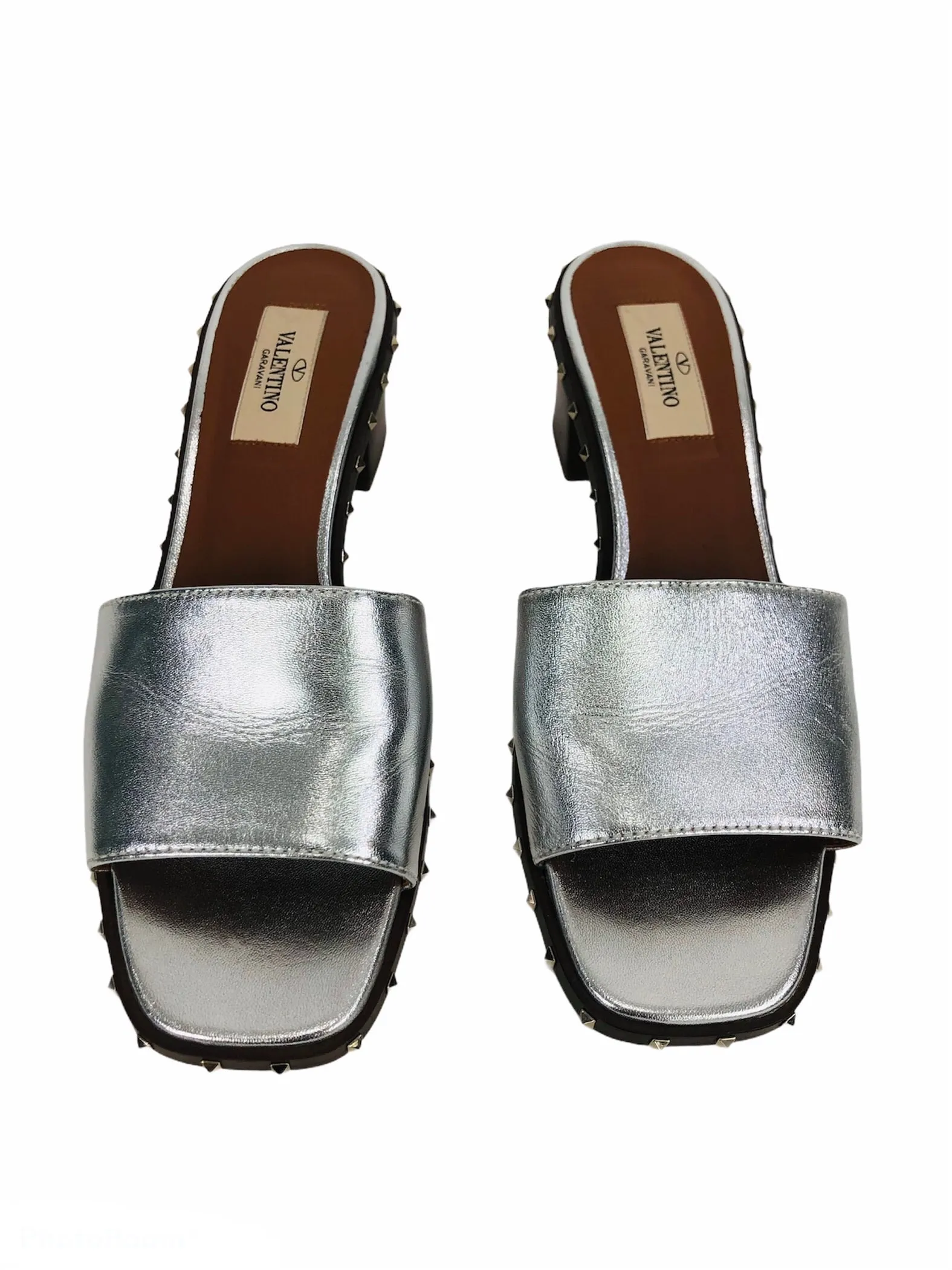 Silver Studded Sole Mule Sandals | Size 36.5