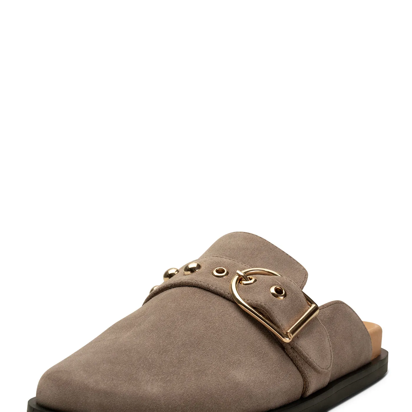 Siri Buckle Clog Suede - TAUPE