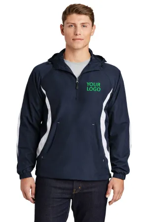 Sport-Tek Colorblock Raglan Custom Anorak Jackets, True Navy/White