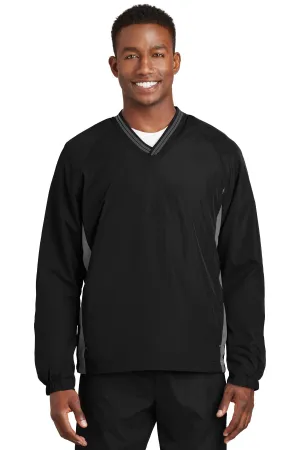 Sport-Tek® Tipped V-Neck Raglan Wind Shirt. JST62