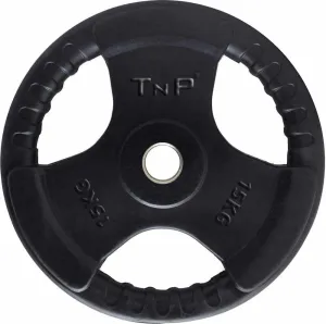 Standard 1" Tri-Grip Rubber Encased Weight Plate 15kg - Black