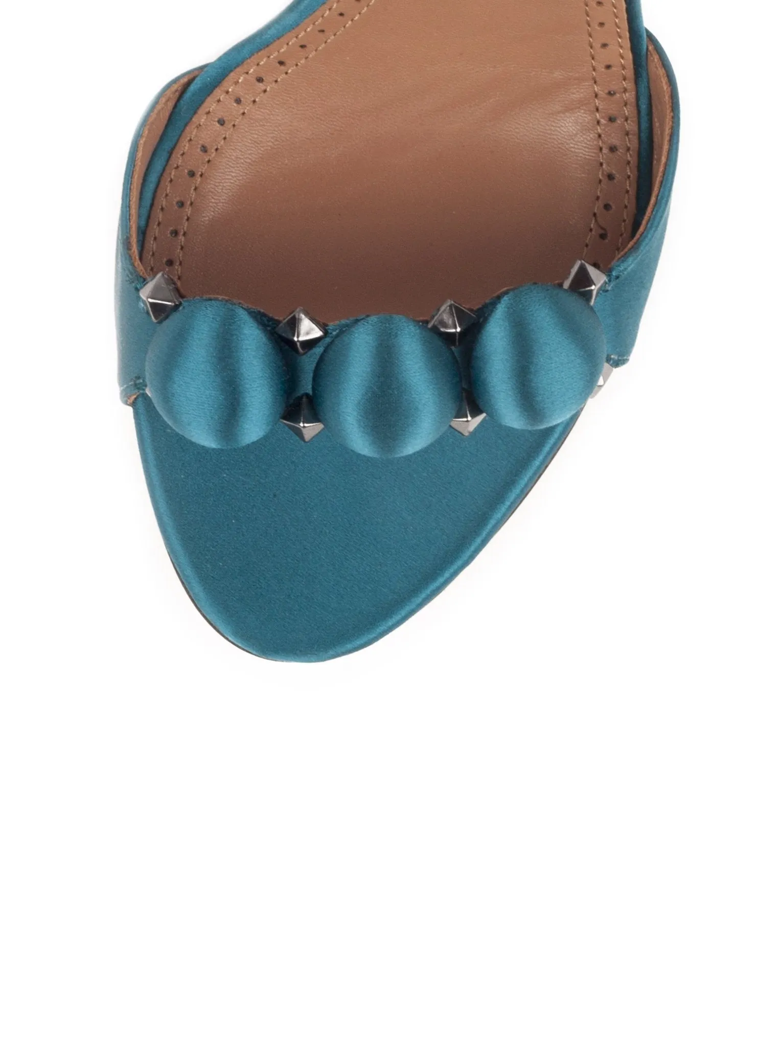 Studded Satin Bombe Sandals - Blue