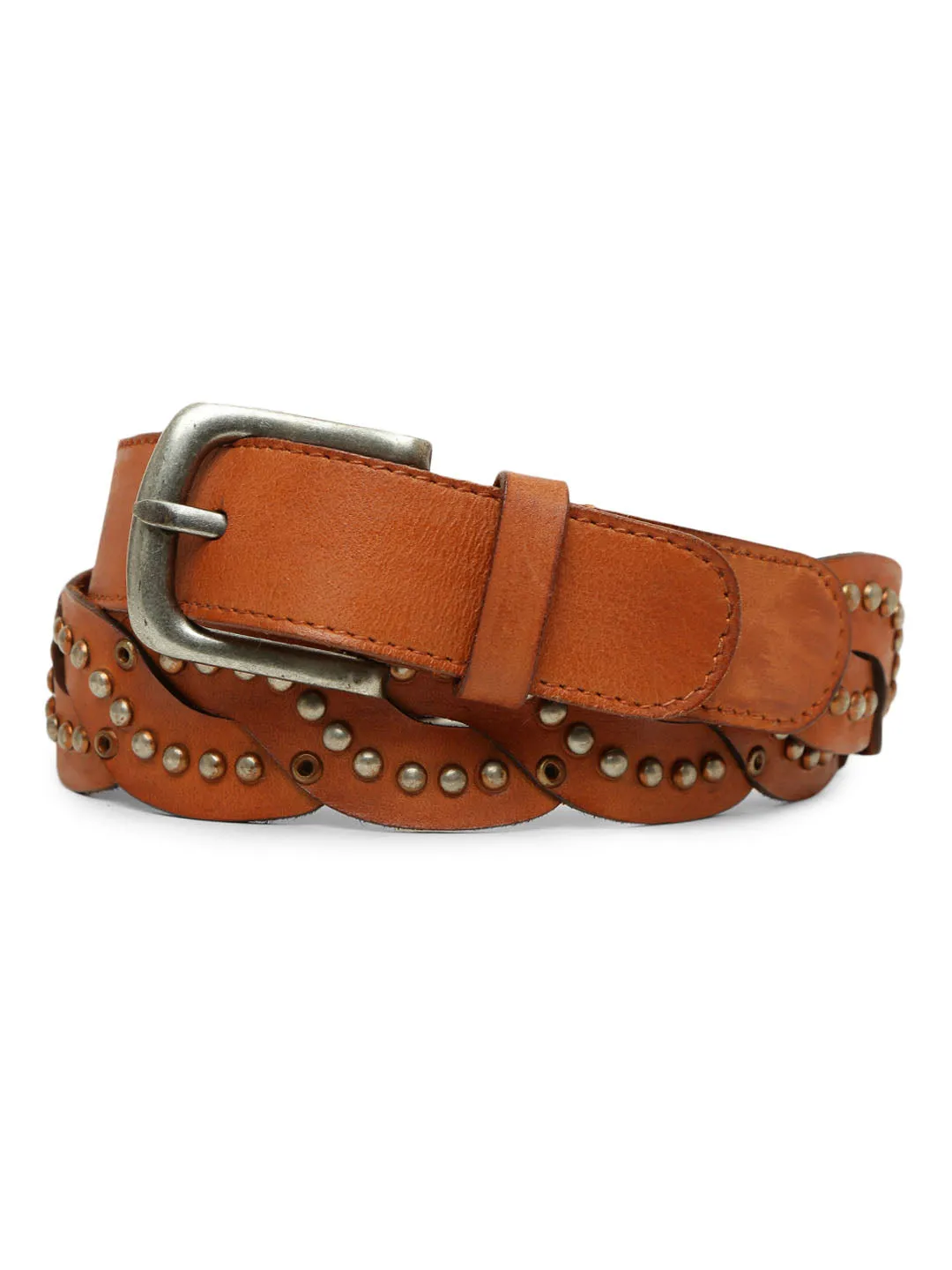 Tan Interlinked Weaving With Studded Belt By Art N Vintage