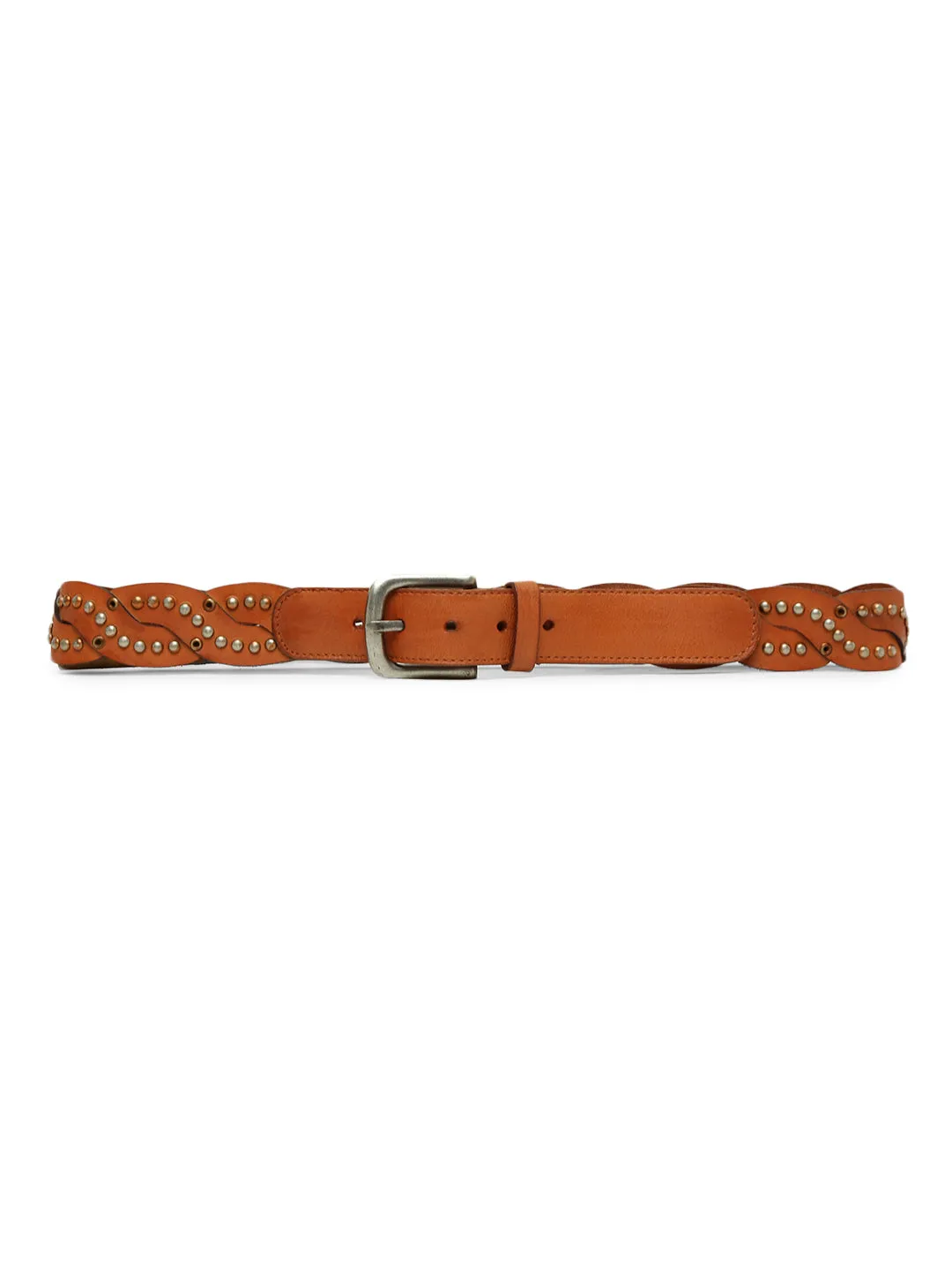 Tan Interlinked Weaving With Studded Belt By Art N Vintage