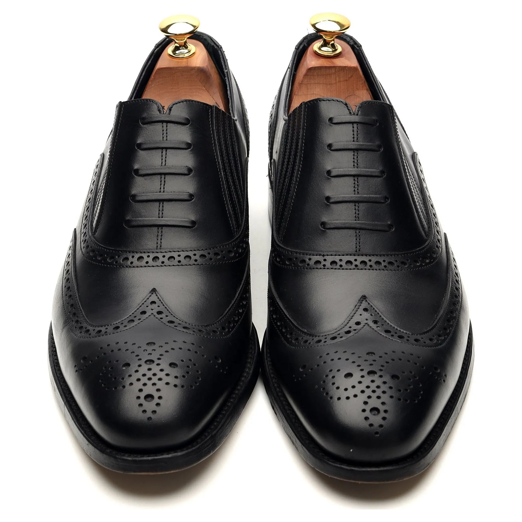 'Timothy' Black Leather Lazyman Slip On Brogue UK 9 F