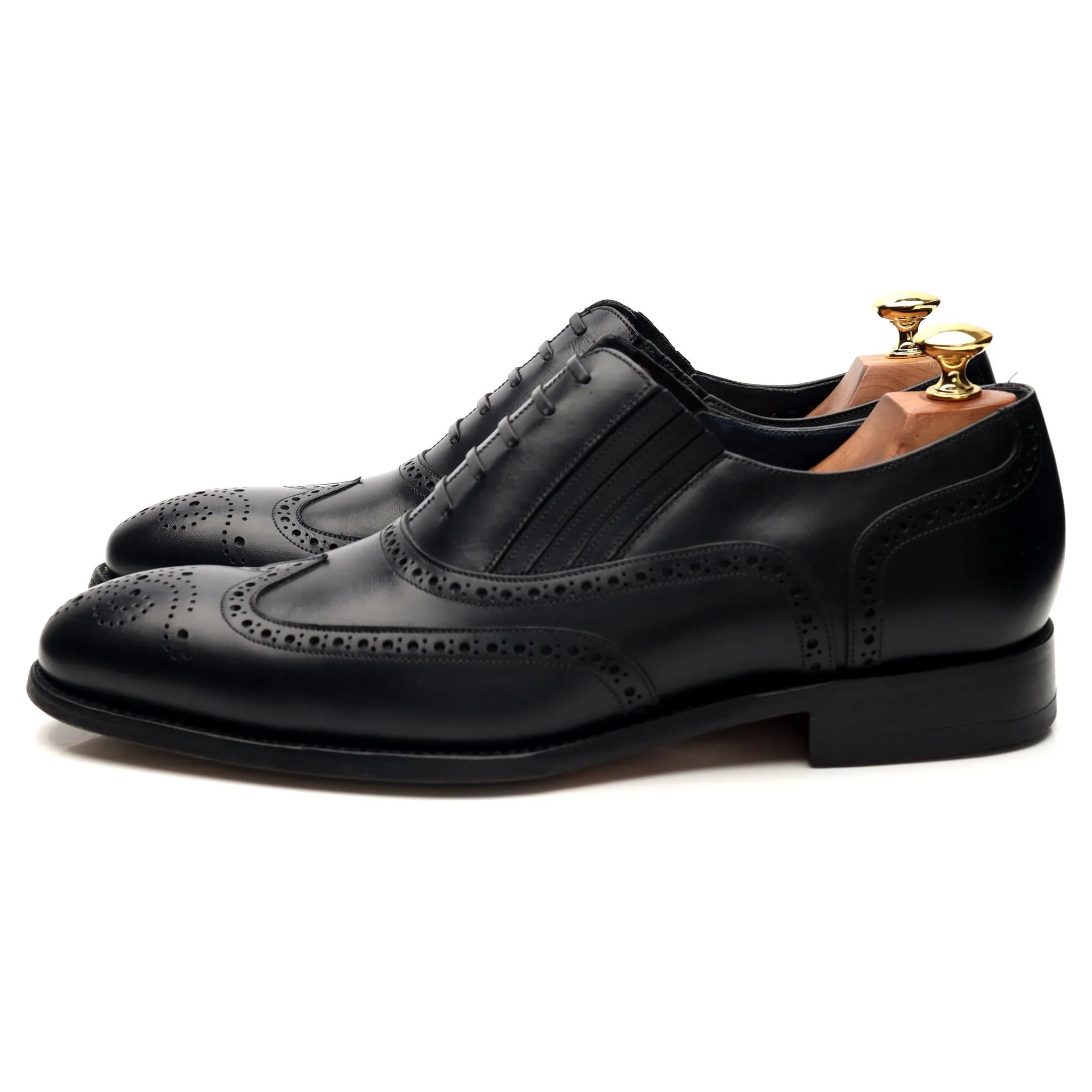 'Timothy' Black Leather Lazyman Slip On Brogue UK 9 F