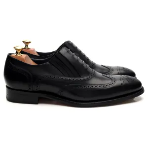 'Timothy' Black Leather Lazyman Slip On Brogue UK 9 F