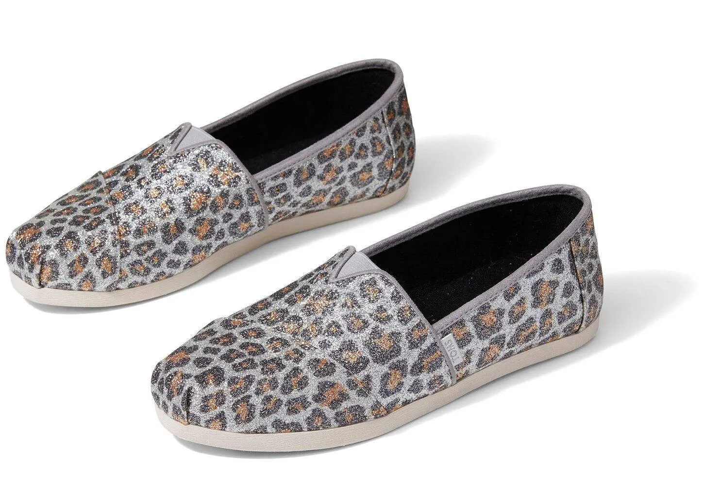 Toms Womens Classic Silver Glitter Cheetah Print