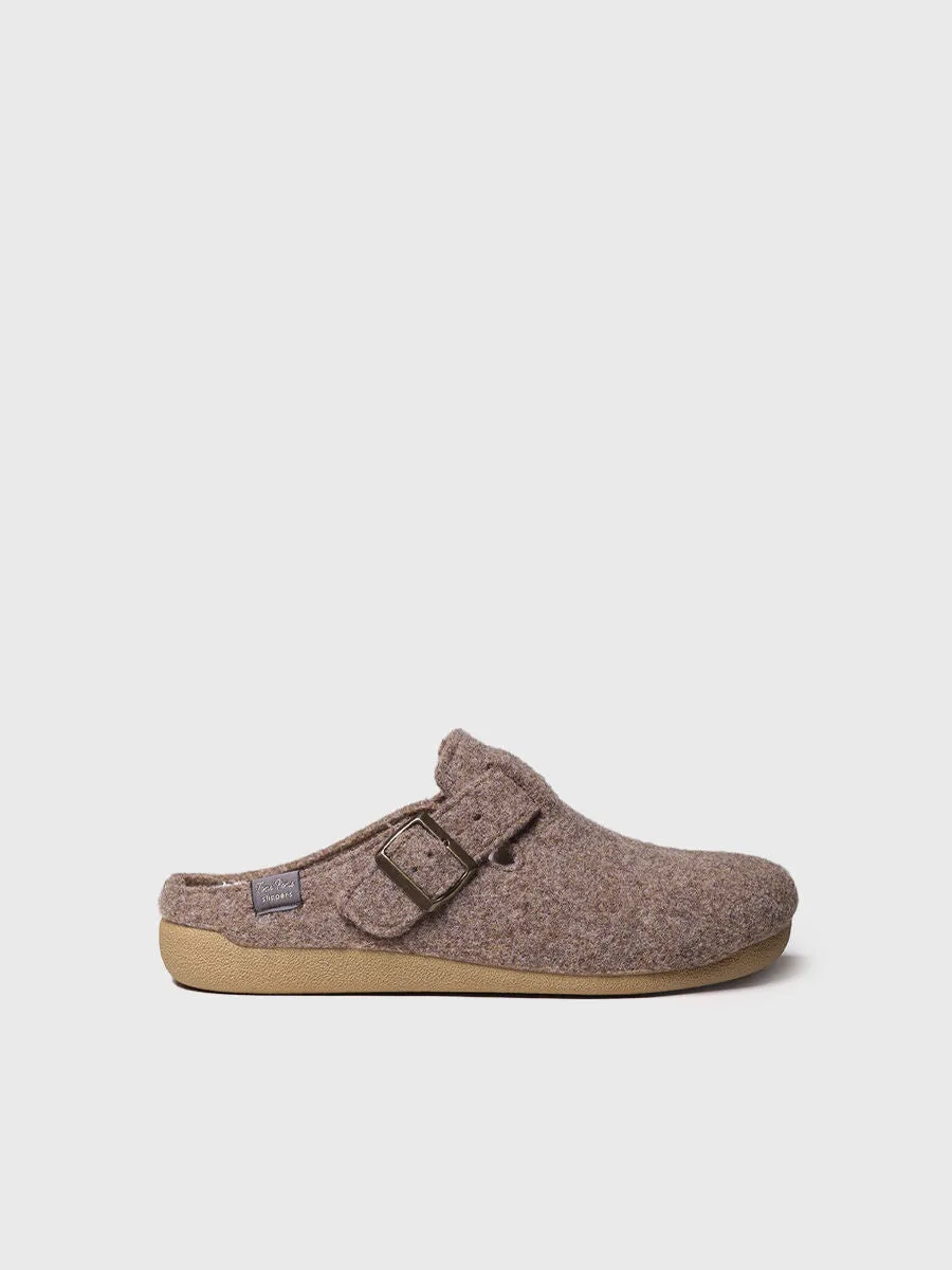 Toni Pons Norton-FP Taupe Mens Felt Clog Style Slippers