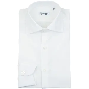 Twill Semi Spread Shirt - White - Plain