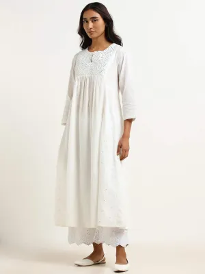 Utsa White Embroidered Kurta