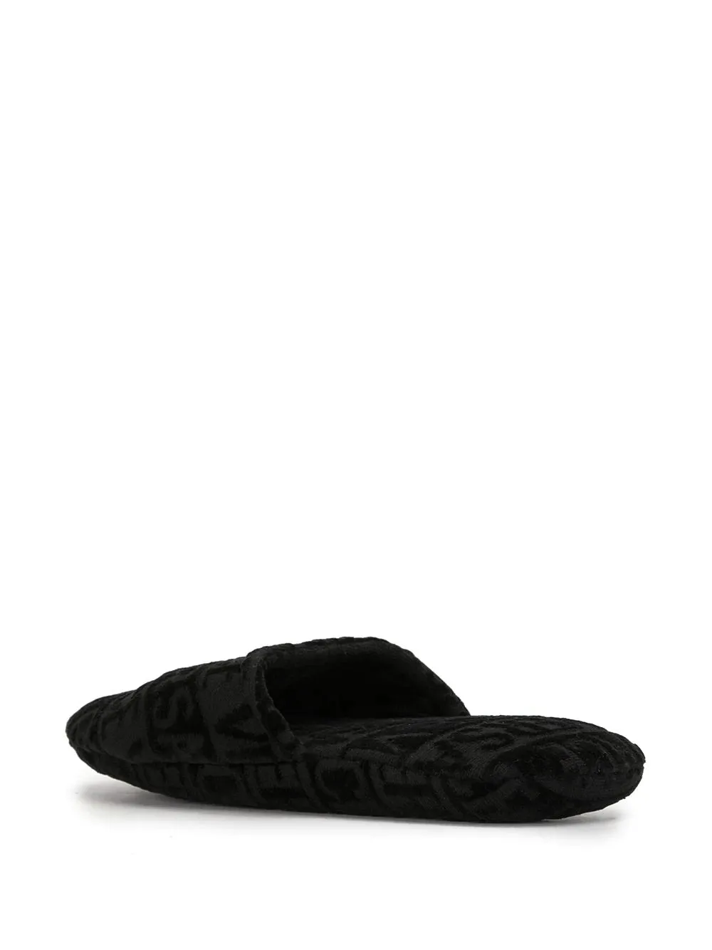 Versace Black and Gold Embroidered Medusa Terricloth Slippers