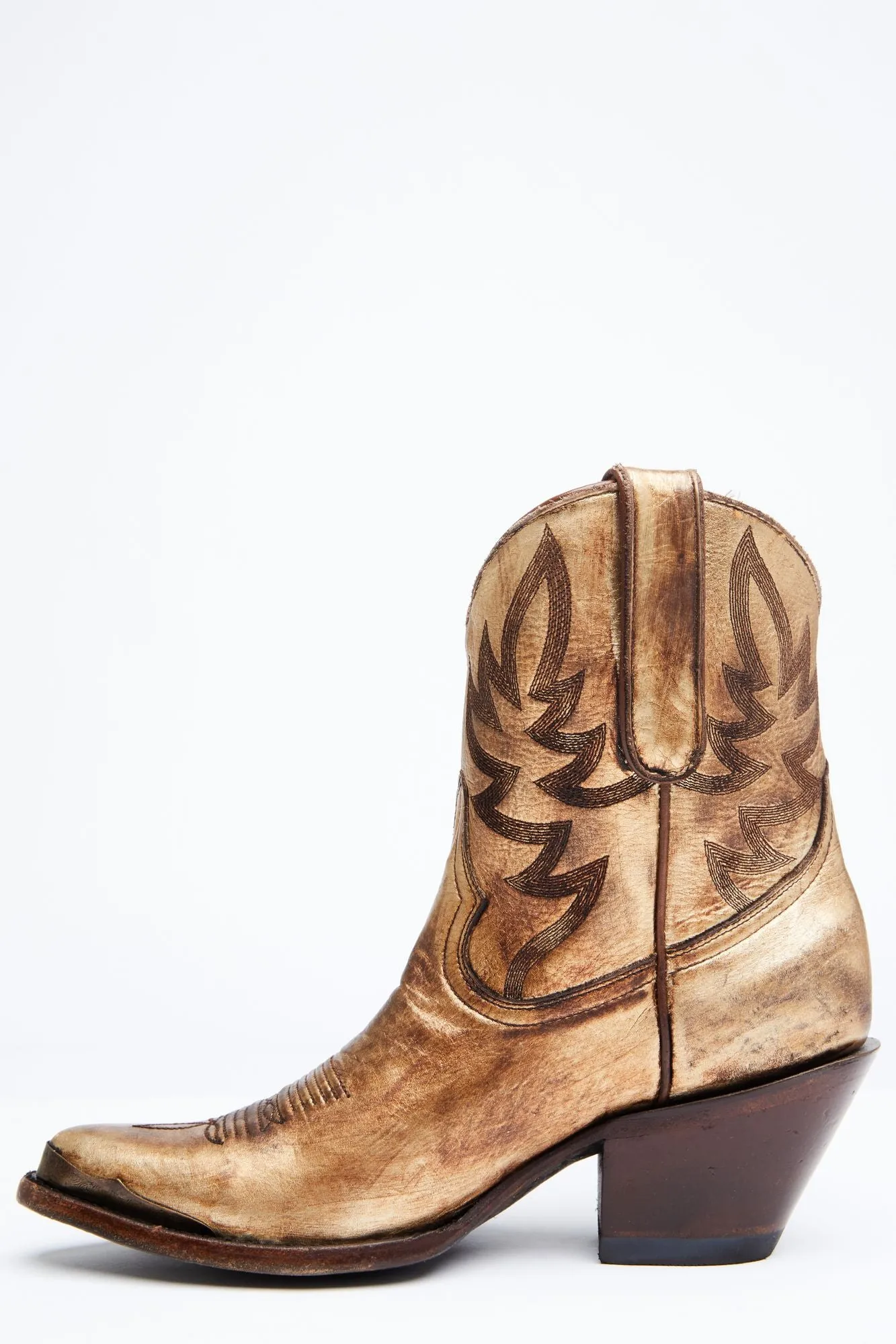 Wheels Metallic Gold Western Booties - Round Toe