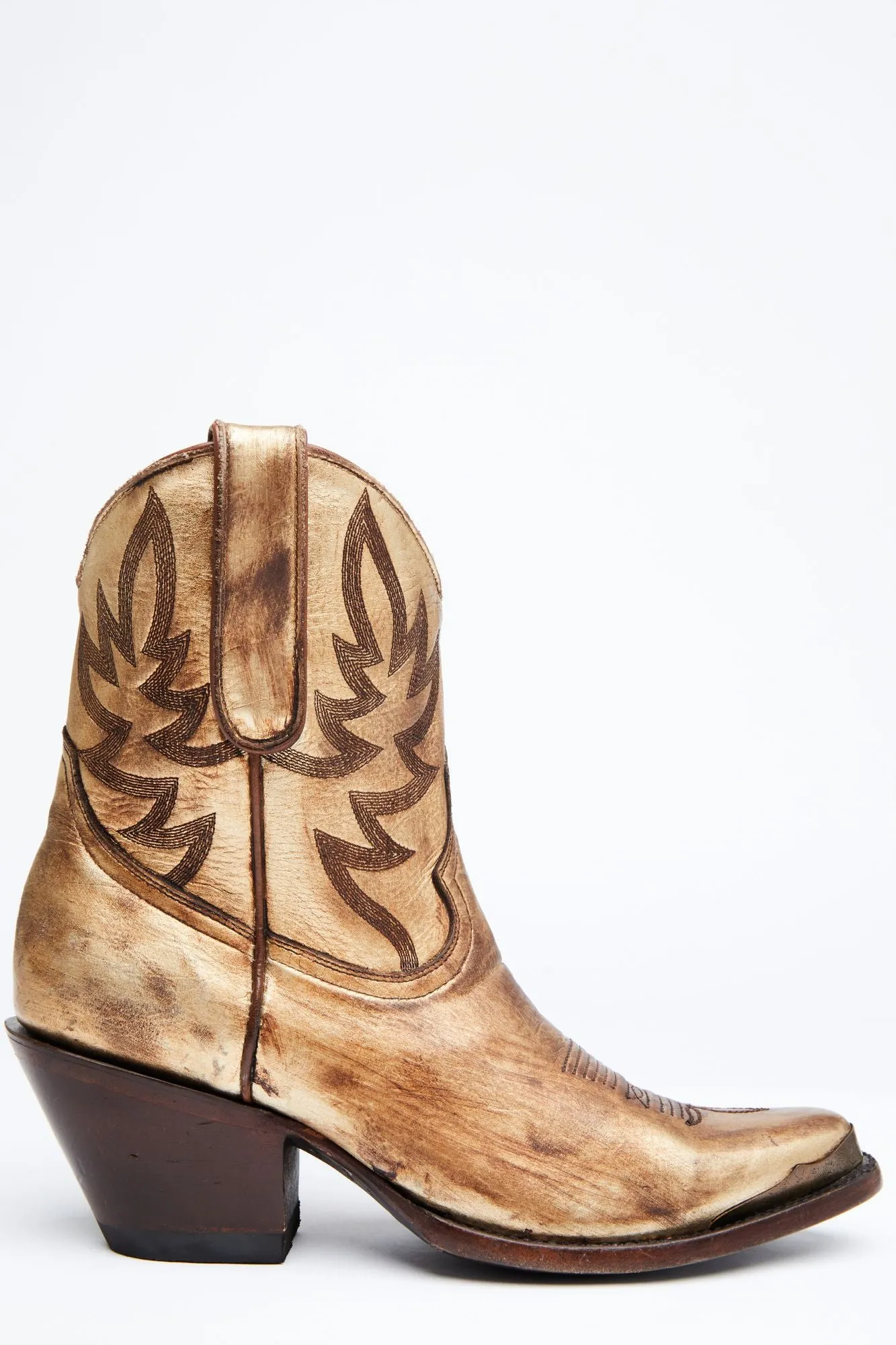 Wheels Metallic Gold Western Booties - Round Toe