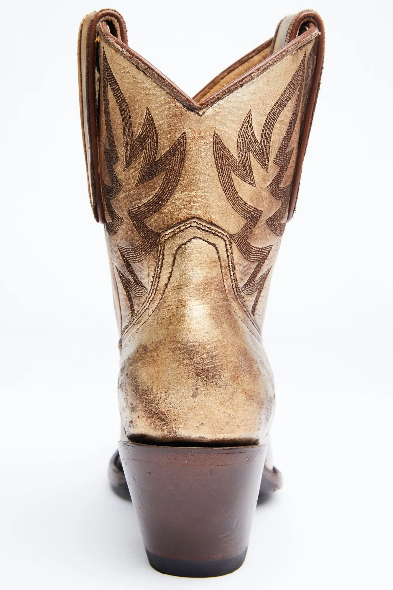 Wheels Metallic Gold Western Booties - Round Toe