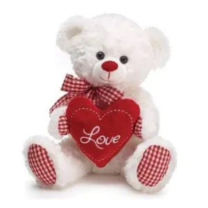 White/Red Gingham Swirl Fur Love Bears - 4 Pack