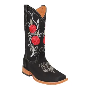 Women's Rose Embroidered Western Leather Boot