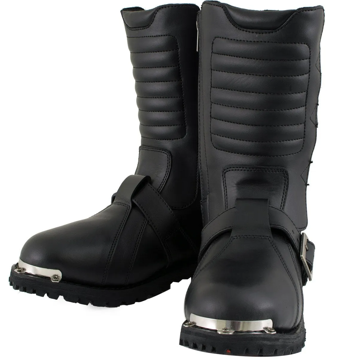 Xelement 1503 Men's Executioner Black Premium Leather Motorcycle Riders Boots