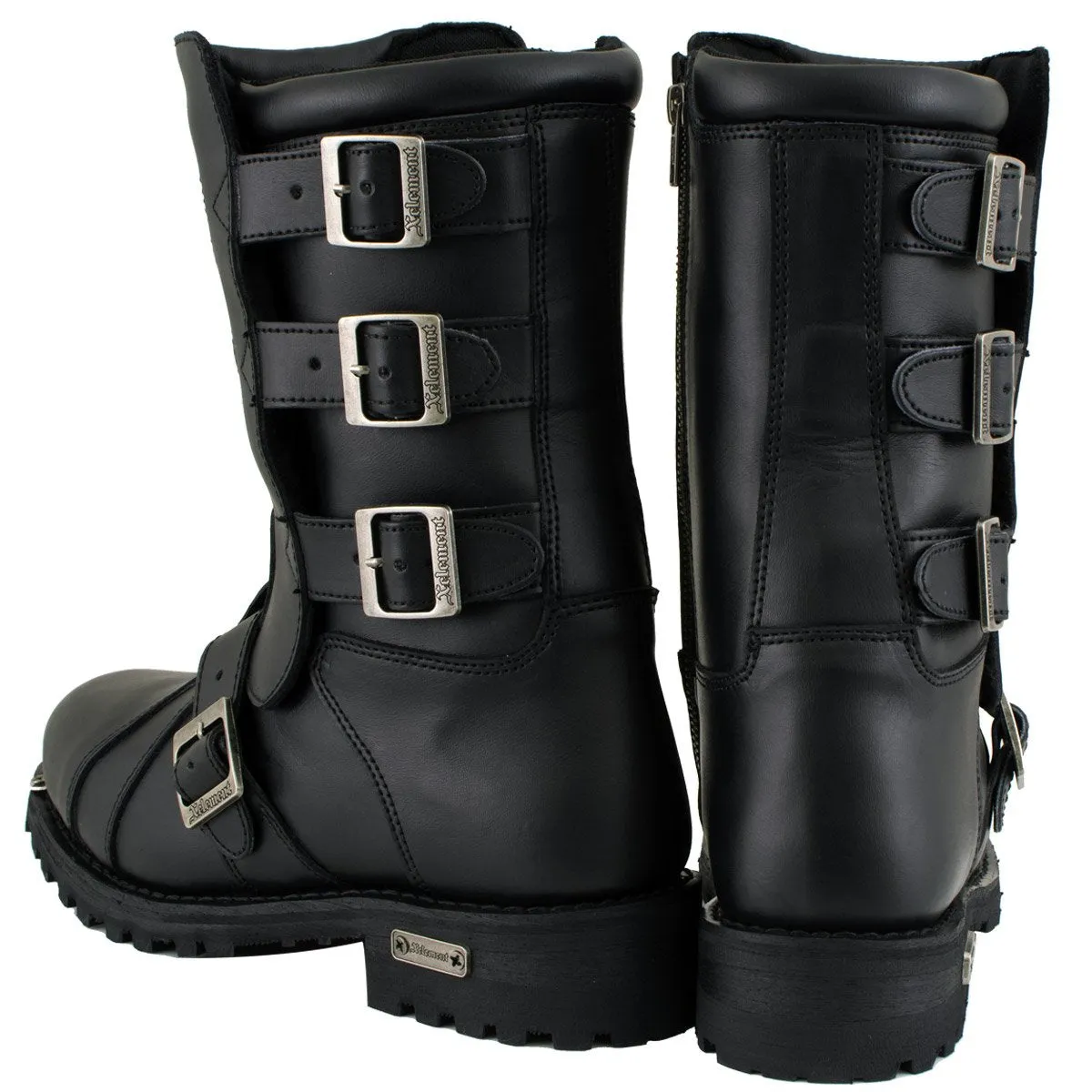 Xelement 1503 Men's Executioner Black Premium Leather Motorcycle Riders Boots